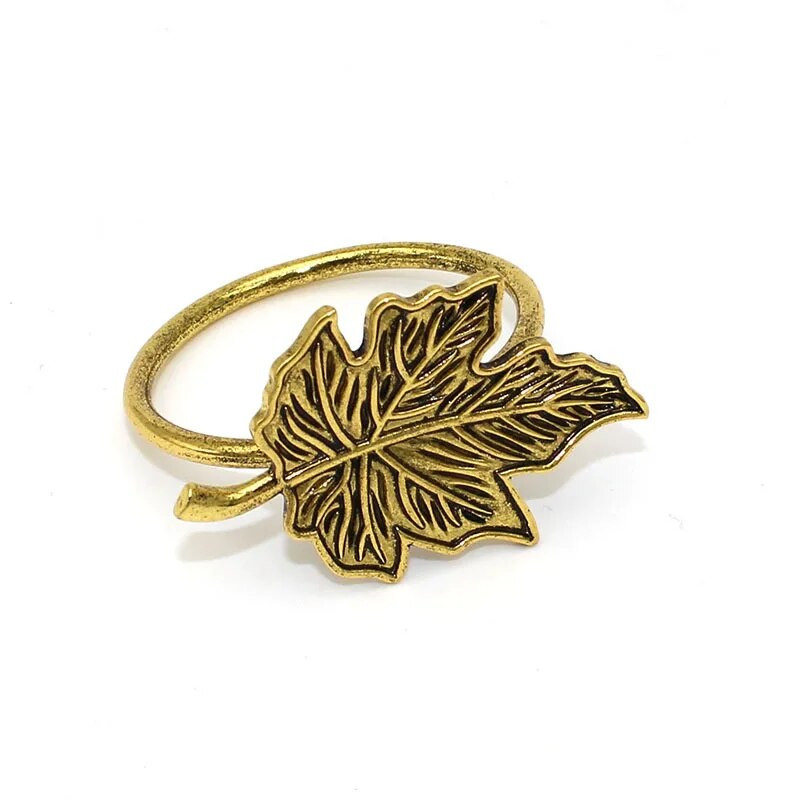 10 tk/tk Classic Vintage Leaf Salvrätiku Ring Leaf Salvräti Pandla Vahtra Leaf Sulamist Salvräti Sõrmus Pulmalaua kaunistus