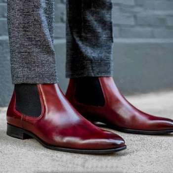 Νέα Κόκκινη Σόλα Chelsea Boots για Άντρες Μαύρα Κόκκινα Επαγγελματικά Μυτερά Χειροποίητα Ανδρικά Μόδα Κοντές Μπότες Δωρεάν αποστολή Ανδρικές μπότες