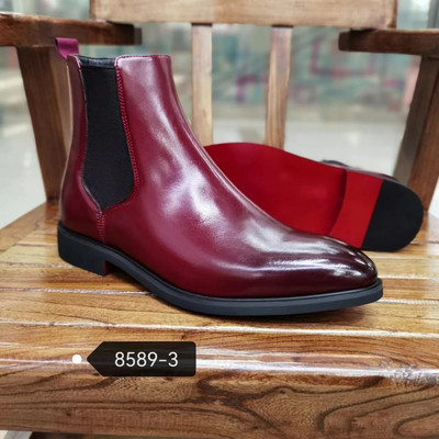 Νέα Κόκκινη Σόλα Chelsea Boots για Άντρες Μαύρα Κόκκινα Επαγγελματικά Μυτερά Χειροποίητα Ανδρικά Μόδα Κοντές Μπότες Δωρεάν αποστολή Ανδρικές μπότες