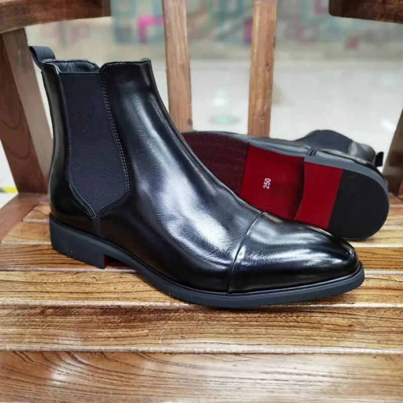 Νέα Κόκκινη Σόλα Chelsea Boots για Άντρες Μαύρα Κόκκινα Επαγγελματικά Μυτερά Χειροποίητα Ανδρικά Μόδα Κοντές Μπότες Δωρεάν αποστολή Ανδρικές μπότες
