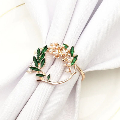 12 τμχ/παρτίδα Φυτικό μαργαριτάρι στεφάνι δαχτυλίδι χαρτοπετσέτας από κράμα δαχτυλίδι χαρτοπετσέτας γαμήλιο ξενοδοχείο διακόσμηση τραπεζιού πόρπη χαρτοπετσέτας