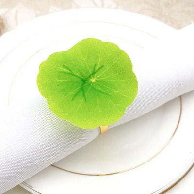 8 τμχ/παρτίδα Προσομοίωση δαχτυλίδι χαρτοπετσέτας φύλλου λωτού πράσινο δαχτυλίδι χαρτοπετσέτας γιορτινό πάρτι διακόσμηση με πόρπη για χαρτοπετσέτα γραφείου