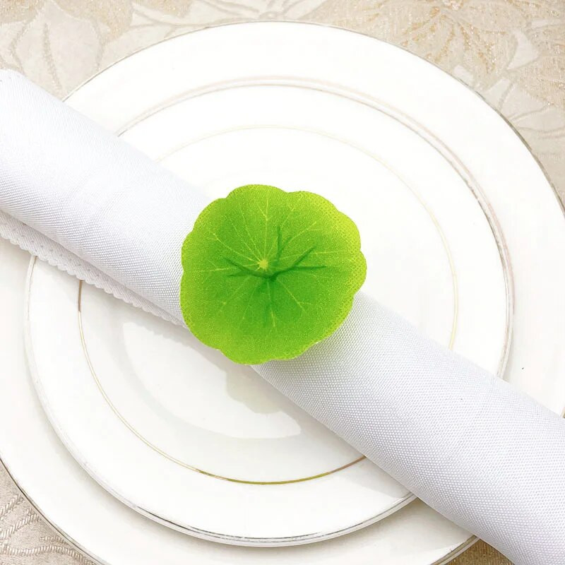 8 τμχ/παρτίδα Προσομοίωση δαχτυλίδι χαρτοπετσέτας φύλλου λωτού πράσινο δαχτυλίδι χαρτοπετσέτας γιορτινό πάρτι διακόσμηση με πόρπη για χαρτοπετσέτα γραφείου