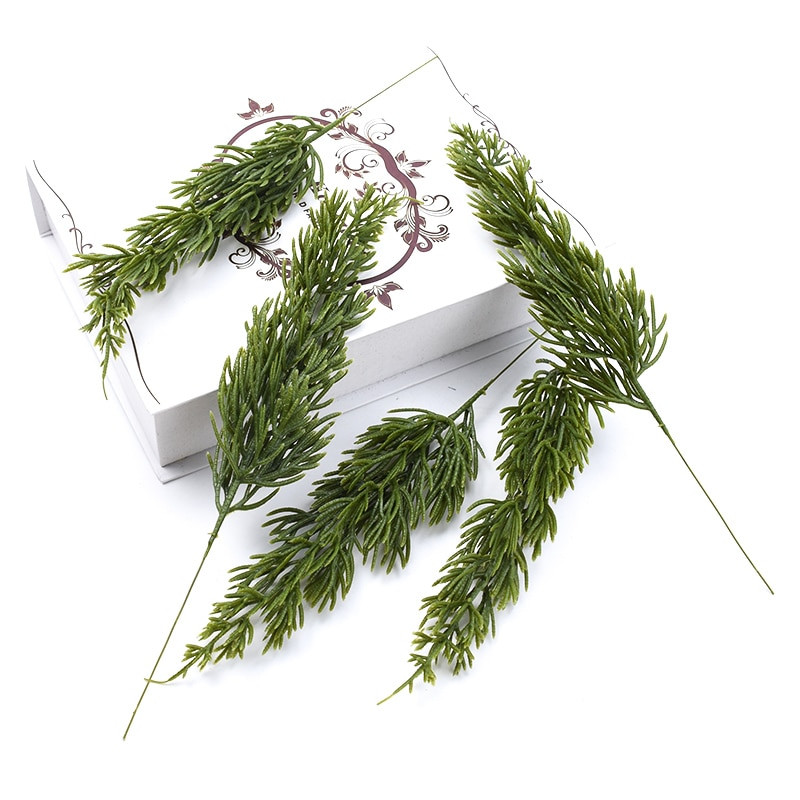 5 tk Rohelised männipuu jõululehed Kodukaunistused Plastist vaasid pulmadeks Dekoratiivsed lilled Pärjad isetehtud kunsttaimed