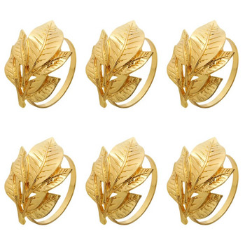 SHSEJA 8 τμχ/παρτίδα Υπέροχη θήκη για δαχτυλίδι χαρτοπετσέτας διακόσμηση τραπεζιού από φύλλα χρυσού χαρτοπετσέτα πόρπη από κράμα δαχτυλίδι δείπνο γάμος