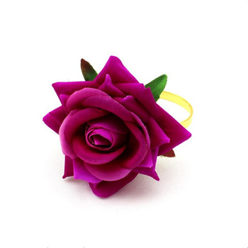 8 τμχ/παρτίδα Προσομοίωση Rose Flower Δαχτυλίδι χαρτοπετσέτας για την Ημέρα του Αγίου Βαλεντίνου Κουμπί χαρτοπετσέτας Holiday Party Desktop Desktop Δαχτυλίδι