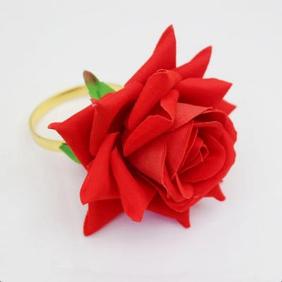 8 τμχ/παρτίδα Προσομοίωση Rose Flower Δαχτυλίδι χαρτοπετσέτας για την Ημέρα του Αγίου Βαλεντίνου Κουμπί χαρτοπετσέτας Holiday Party Desktop Desktop Δαχτυλίδι