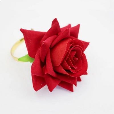 8 τμχ/παρτίδα Προσομοίωση Rose Flower Δαχτυλίδι χαρτοπετσέτας για την Ημέρα του Αγίου Βαλεντίνου Κουμπί χαρτοπετσέτας Holiday Party Desktop Desktop Δαχτυλίδι