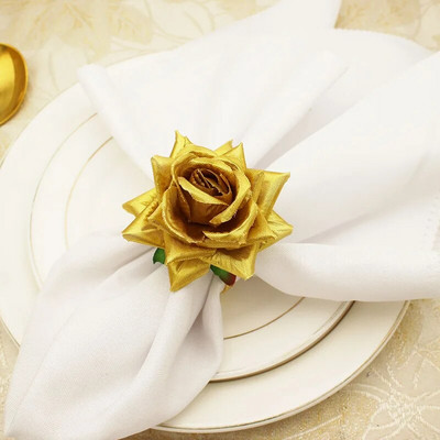 8 τμχ/παρτίδα Προσομοίωση Rose Flower Δαχτυλίδι χαρτοπετσέτας για την Ημέρα του Αγίου Βαλεντίνου Κουμπί χαρτοπετσέτας Holiday Party Desktop Desktop Δαχτυλίδι