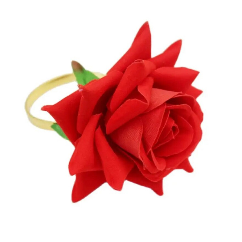 8 τμχ/παρτίδα Προσομοίωση Rose Flower Δαχτυλίδι χαρτοπετσέτας για την Ημέρα του Αγίου Βαλεντίνου Κουμπί χαρτοπετσέτας Holiday Party Desktop Desktop Δαχτυλίδι