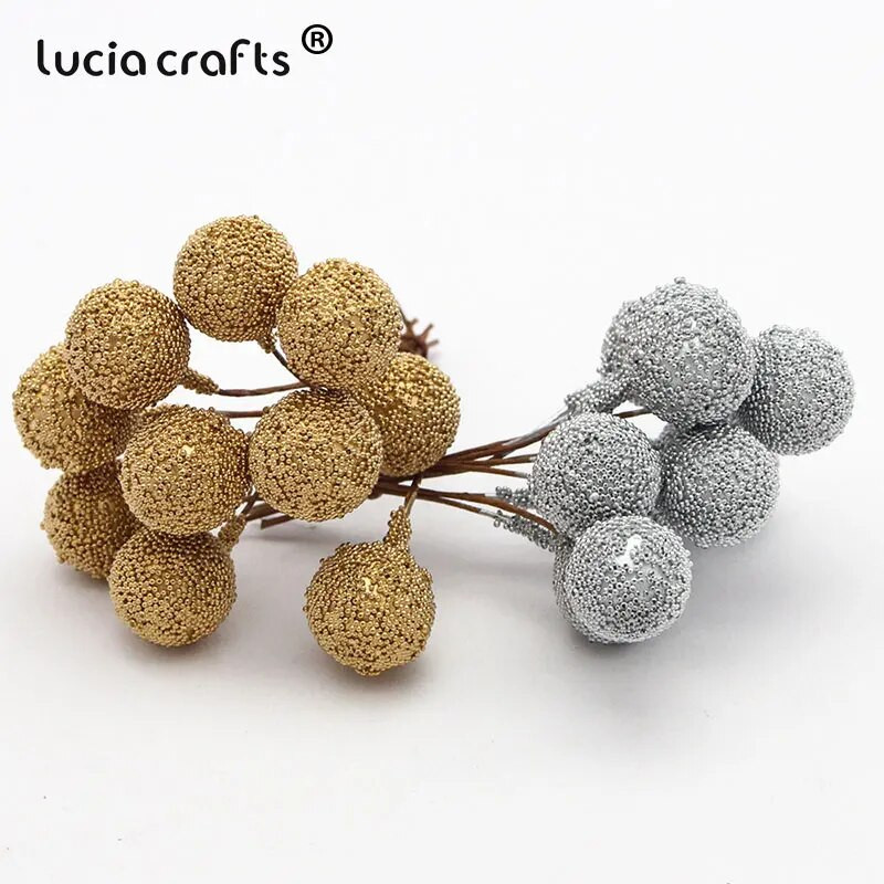 20gab 14mm mākslīgo augļu ziedu putekšņlapa DIY Ziemassvētku kāzu ballīte Valentīndienas dāvanu kastīte Vainagi Dekorācijas A0603