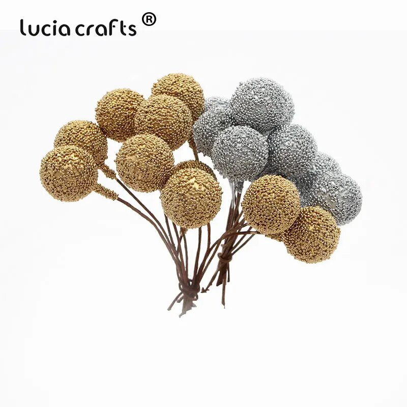 20gab 14mm mākslīgo augļu ziedu putekšņlapa DIY Ziemassvētku kāzu ballīte Valentīndienas dāvanu kastīte Vainagi Dekorācijas A0603