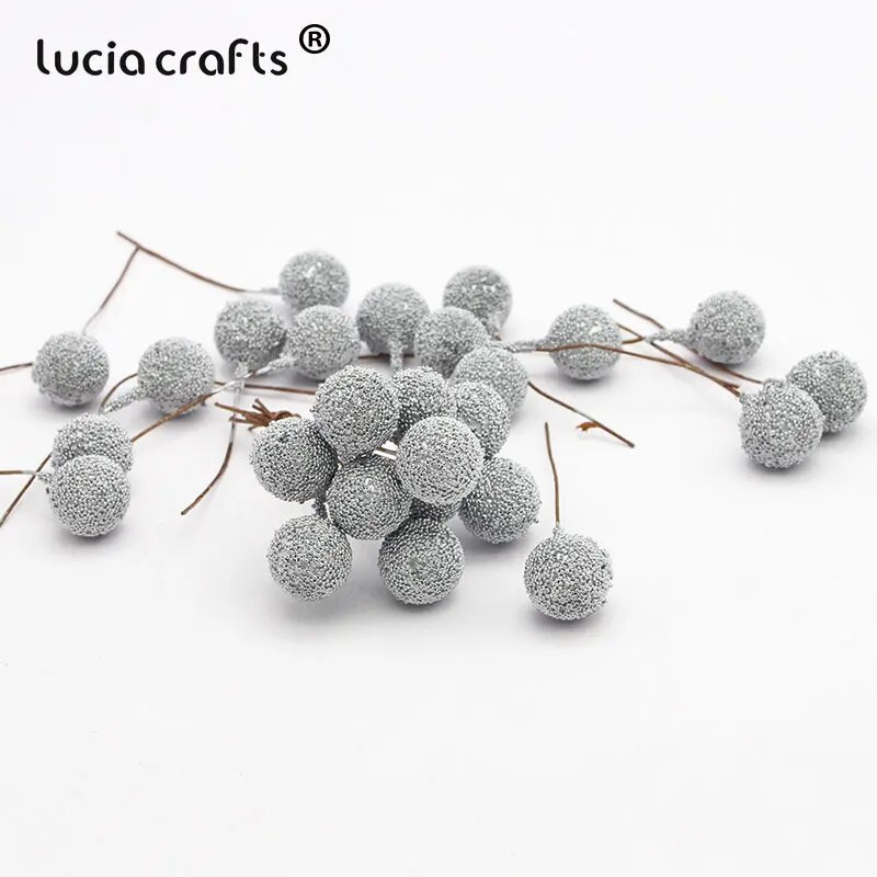 20gab 14mm mākslīgo augļu ziedu putekšņlapa DIY Ziemassvētku kāzu ballīte Valentīndienas dāvanu kastīte Vainagi Dekorācijas A0603