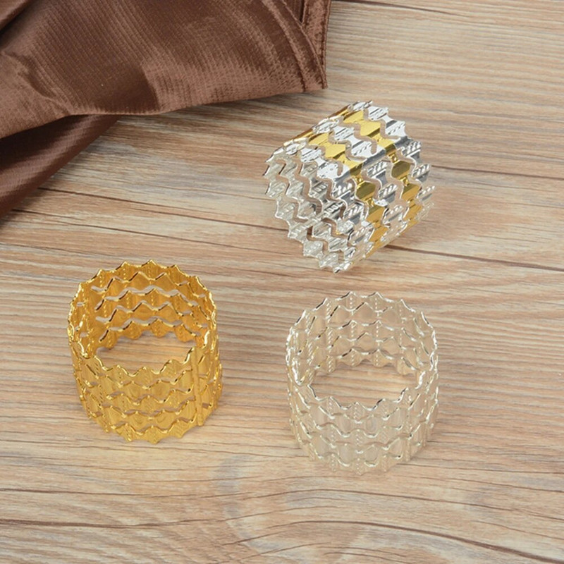 SHSEJA 5db/tétel Szalvéta virágos Szalvéta gyűrű arany / ezüst luxus európai stílusú ruha karika szalvéta gyűrű csatos ruhagyűrű