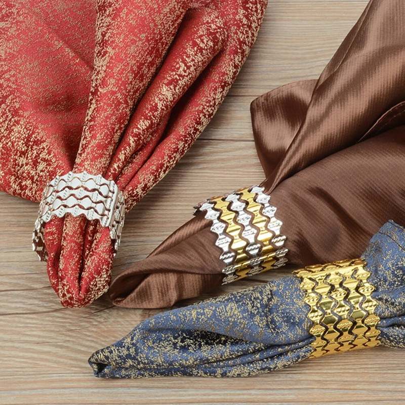 SHSEJA 5db/tétel Szalvéta virágos Szalvéta gyűrű arany / ezüst luxus európai stílusú ruha karika szalvéta gyűrű csatos ruhagyűrű