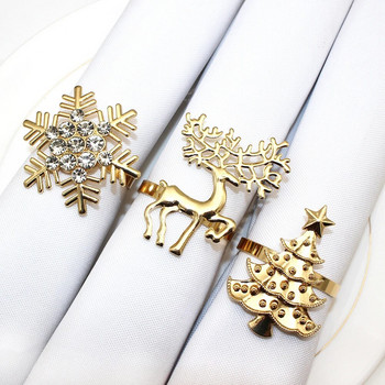 6 τμχ Μικτά στυλ Χριστουγεννιάτικο δαχτυλίδι χαρτοπετσέτας Χριστουγεννιάτικο δέντρο με νιφάδα χιονιού Θήκη χαρτοπετσέτας τάρανδος άλκες για διακόσμηση τραπεζιού Χριστουγεννιάτικου γαμήλιου δείπνου