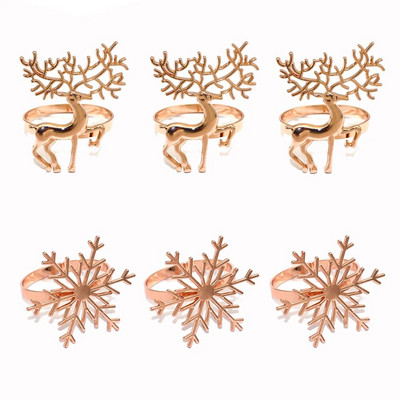 6Gb jaukta stila Ziemassvētku salvešu gredzens Ziemassvētku eglītes sniegpārsla ziemeļbrieža salvešu turētājs Ziemassvētku kāzu vakariņu galda dekorēšanai