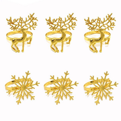 6Gb jaukta stila Ziemassvētku salvešu gredzens Ziemassvētku eglītes sniegpārsla ziemeļbrieža salvešu turētājs Ziemassvētku kāzu vakariņu galda dekorēšanai