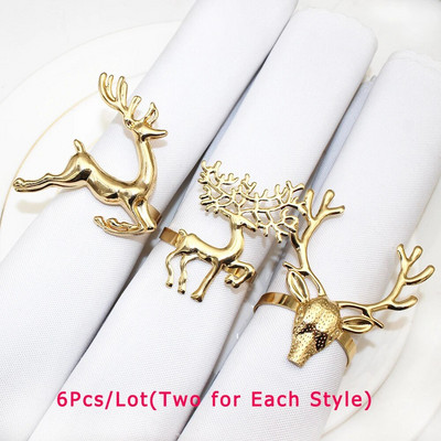 6Gb jaukta stila Ziemassvētku salvešu gredzens Ziemassvētku eglītes sniegpārsla ziemeļbrieža salvešu turētājs Ziemassvētku kāzu vakariņu galda dekorēšanai