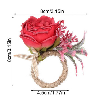 Διακόσμηση τραπεζιού Χειροποίητη Πόρπες Γάμου Πόρπες Προσομοίωση Τριαντάφυλλο Δαχτυλίδι χαρτοπετσέτας Βάση τραπεζαρίας Τεχνητά τριαντάφυλλα