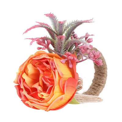 Galda noformējums, rokām darināts kāzu salvešu sprādžu turētājs, simulācijas rožu salvešu gredzens ēdamistabas turētājs Mākslīgās rozes