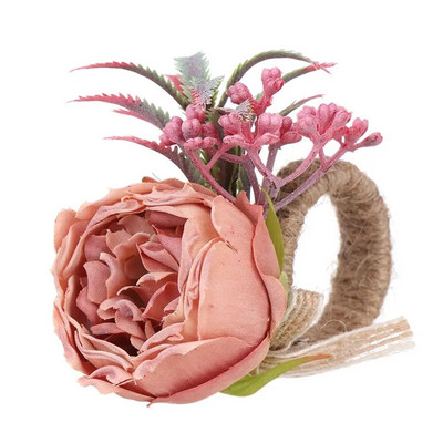 Galda noformējums, rokām darināts kāzu salvešu sprādžu turētājs, simulācijas rožu salvešu gredzens ēdamistabas turētājs Mākslīgās rozes