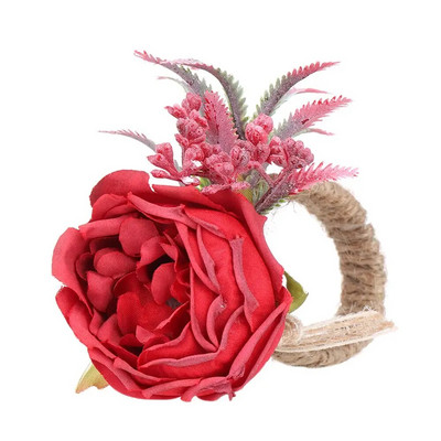 Galda noformējums, rokām darināts kāzu salvešu sprādžu turētājs, simulācijas rožu salvešu gredzens ēdamistabas turētājs Mākslīgās rozes