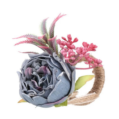 Galda noformējums, rokām darināts kāzu salvešu sprādžu turētājs, simulācijas rožu salvešu gredzens ēdamistabas turētājs Mākslīgās rozes