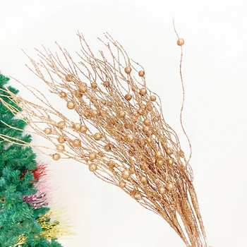 5 τμχ Διακοσμητικό χριστουγεννιάτικο δέντρο Glitter 42cm Τεχνητό λουλούδι Κλαδιά Σπίτι Fake Flower Χριστουγεννιάτικο Στολίδι Πρωτοχρονιάτικο Πάρτι