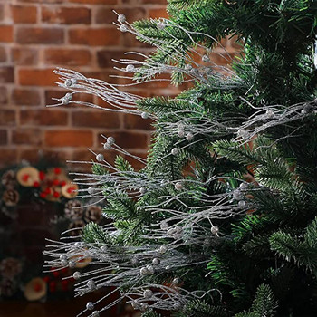 5 τμχ Διακοσμητικό χριστουγεννιάτικο δέντρο Glitter 42cm Τεχνητό λουλούδι Κλαδιά Σπίτι Fake Flower Χριστουγεννιάτικο Στολίδι Πρωτοχρονιάτικο Πάρτι