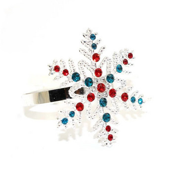 6 τμχ Χριστουγεννιάτικα δαχτυλίδια για χαρτοπετσέτες μικτού στυλ Ασημένια θήκη για χριστουγεννιάτικες νιφάδες χιονιού για διακοσμήσεις τραπεζιού σε γιορτινό γαμήλιο πάρτι HWC171
