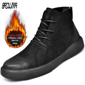 Brändi Talvised Meeste Lumesaapad Poolsaapad Meeste Ehtsast Nahast Plush Soojad Meeste Mootorrattasaapad Sügisesed õuesaapad Suurus 37-47