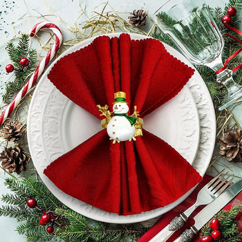6 τμχ Θήκες για χριστουγεννιάτικες πετσέτες Χρυσά δαχτυλίδια για χριστουγεννιάτικα δείπνα πάρτι Διακόσμηση τραπεζιού γάμου Αξεσουάρ HWC78