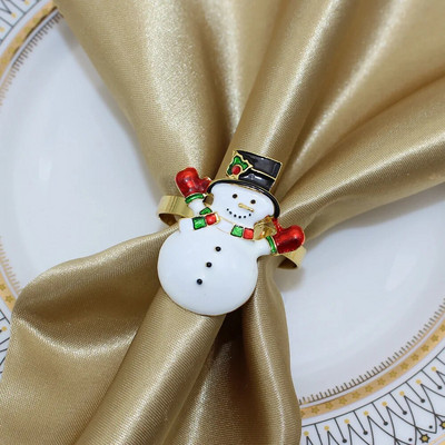 6Gb Ziemassvētku salvešu gredzenu turētāji Zelta salvešu gredzeni Ziemassvētku vakariņām ballītēm Kāzu galda dekorēšanas piederumi HWC78