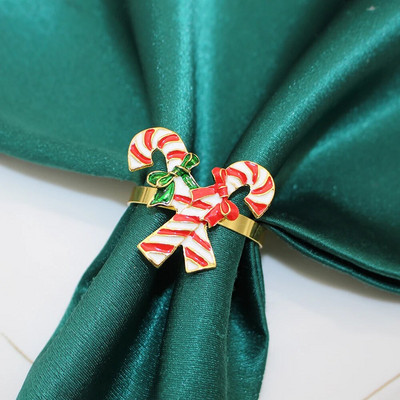 6Gb Ziemassvētku salvešu gredzenu turētāji Zelta salvešu gredzeni Ziemassvētku vakariņām ballītēm Kāzu galda dekorēšanas piederumi HWC78