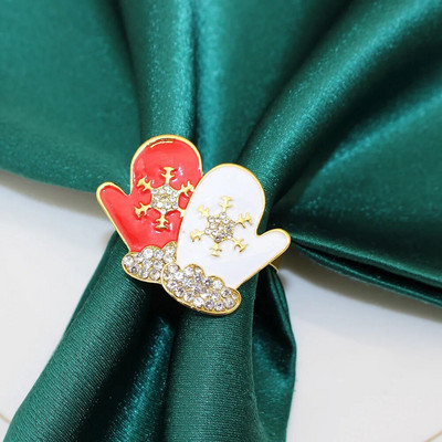 6Gb Ziemassvētku salvešu gredzenu turētāji Zelta salvešu gredzeni Ziemassvētku vakariņām ballītēm Kāzu galda dekorēšanas piederumi HWC78