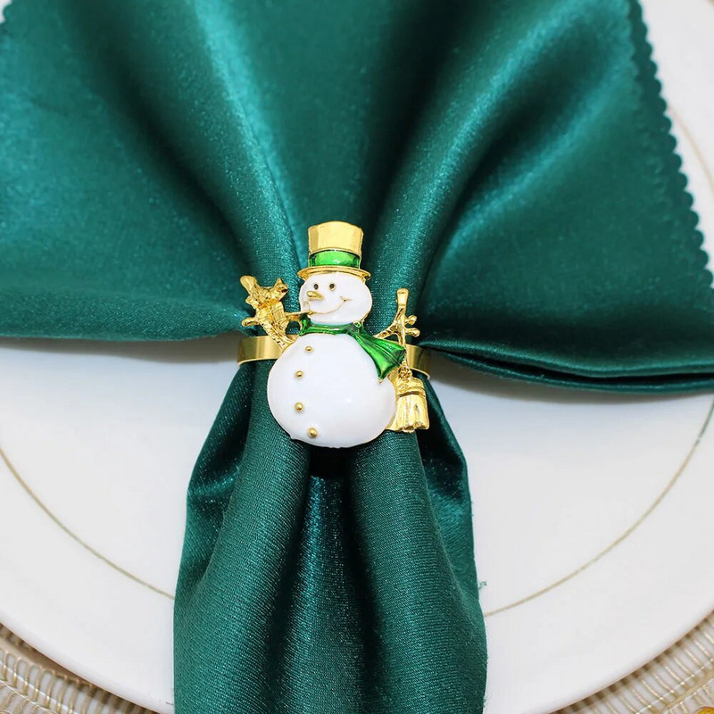 6Gb Ziemassvētku salvešu gredzenu turētāji Zelta salvešu gredzeni Ziemassvētku vakariņām ballītēm Kāzu galda dekorēšanas piederumi HWC78