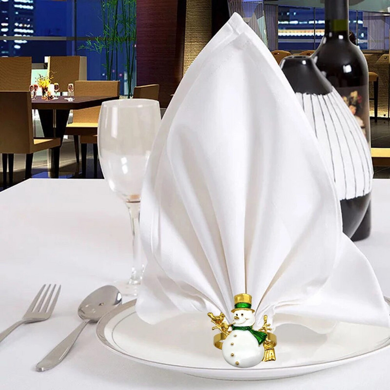 6Gb Ziemassvētku salvešu gredzenu turētāji Zelta salvešu gredzeni Ziemassvētku vakariņām ballītēm Kāzu galda dekorēšanas piederumi HWC78