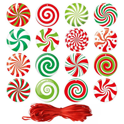 16 tk paberist jõulukommi ripats pulgakomm, rippuvad jõulupuu kaunistused 2024 uusaasta kingitus kodu jõulukaunistus