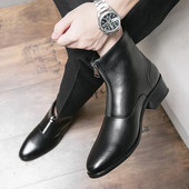 Ziemas zābaki kažokādas silti Chelsea vīriešu plus samta zābaki formāli ādas zābaki rāvējslēdzēja dizains modes motocikla zābaki puszābaki