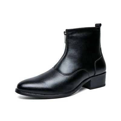 Ziemas zābaki kažokādas silti Chelsea vīriešu plus samta zābaki formāli ādas zābaki rāvējslēdzēja dizains modes motocikla zābaki puszābaki