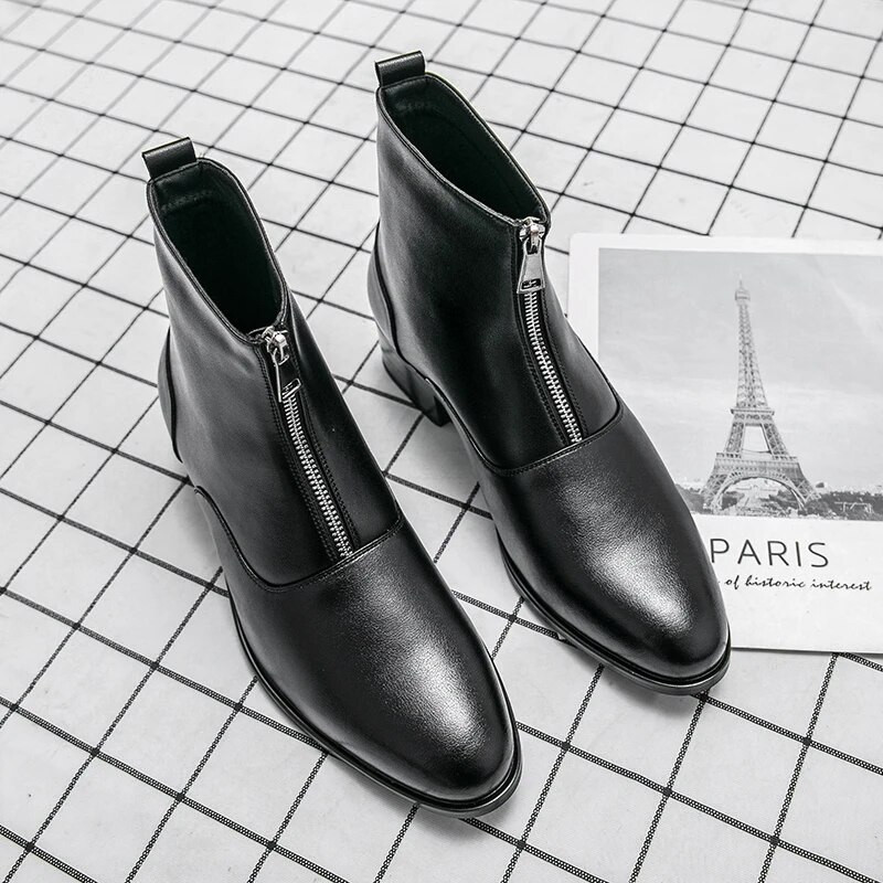 Ziemas zābaki kažokādas silti Chelsea vīriešu plus samta zābaki formāli ādas zābaki rāvējslēdzēja dizains modes motocikla zābaki puszābaki