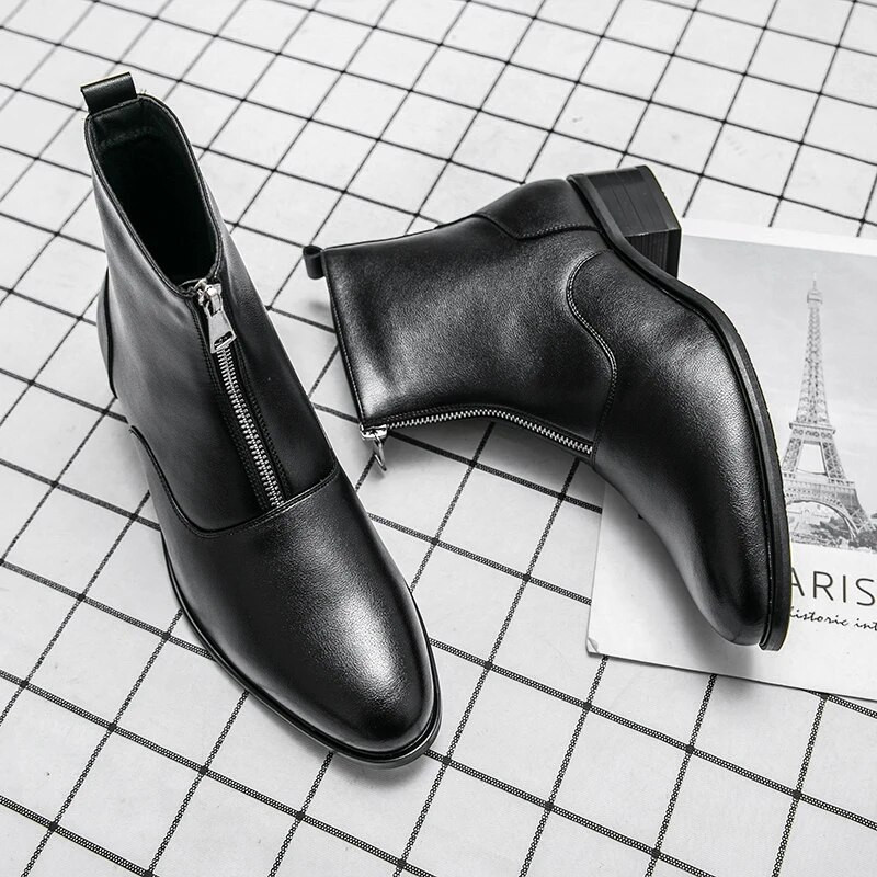 Ziemas zābaki kažokādas silti Chelsea vīriešu plus samta zābaki formāli ādas zābaki rāvējslēdzēja dizains modes motocikla zābaki puszābaki