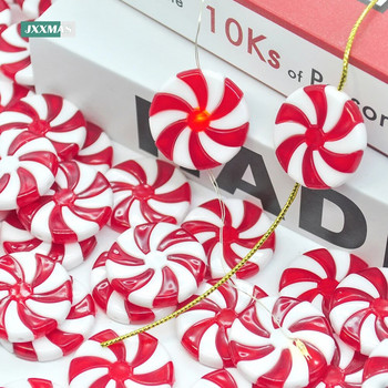 Гореща разпродажба Коледни фалшиви бонбони Xmas Tree Pendant Red and White Mini Lollipop DIY Home Decoration Noel Deco New Year Gift Navidad