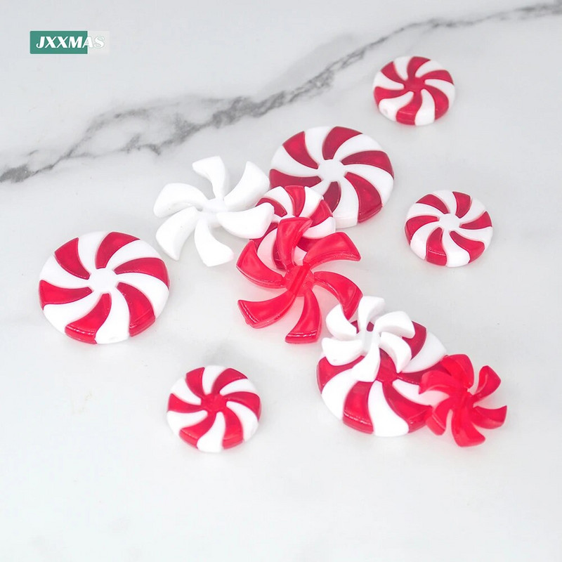 Karstā izpārdošana Ziemassvētku viltotu konfekšu Ziemassvētku koka kulons sarkanbalts mini konfekte DIY mājas dekorēšana Noel Deco Jaungada dāvana Navidad