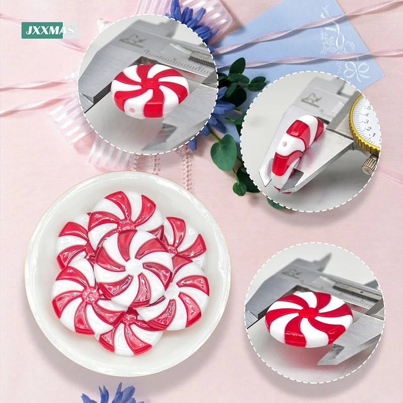 Karstā izpārdošana Ziemassvētku viltotu konfekšu Ziemassvētku koka kulons sarkanbalts mini konfekte DIY mājas dekorēšana Noel Deco Jaungada dāvana Navidad