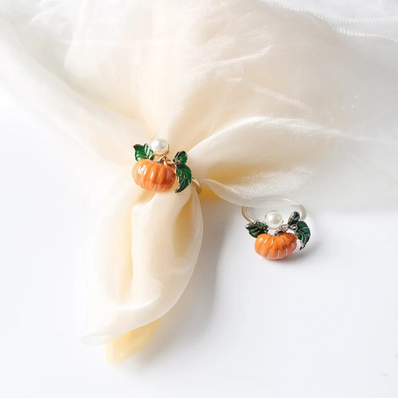 6 τμχ/ παρτίδα Μόδα Δαχτυλίδι από χαρτοπετσέτα γάμου Δαχτυλίδι πετσέτας χριστουγεννιάτικου πάρτι με κουμπιά πετσέτας χριστουγεννιάτικου πάρτι Δαχτυλίδι πετσέτας κολοκύθας