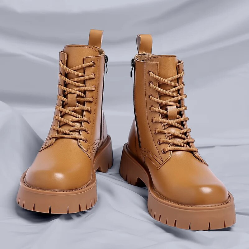 Talvine kvaliteetne külgtõmblukk Chelsea meeste saapad Mood Kollased Saapad Nahast saapad Meeste Paksu Talla Ametlikud Luksuslikud ärisaapad