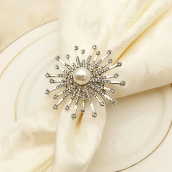 12 бр./лот нов пръстен за салфетки хотелски уреди катарама за салфетки от висок клас перлен диамантен пръстен за салфетки декорация на работния плот