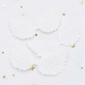 20 τεμ. 74*43 χιλιοστά Λευκό φτερό άγγελος Απλικέ μονόπλευρης γκλίτερ πούδρες Fairy Wing Patches DIY Headwear Bowknot παπιγιόν Διακόσμηση